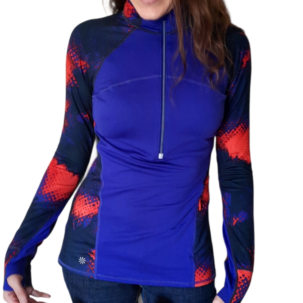 ATHLETA Long Sleeve Half Zip Tie Dye Athletic Top M
